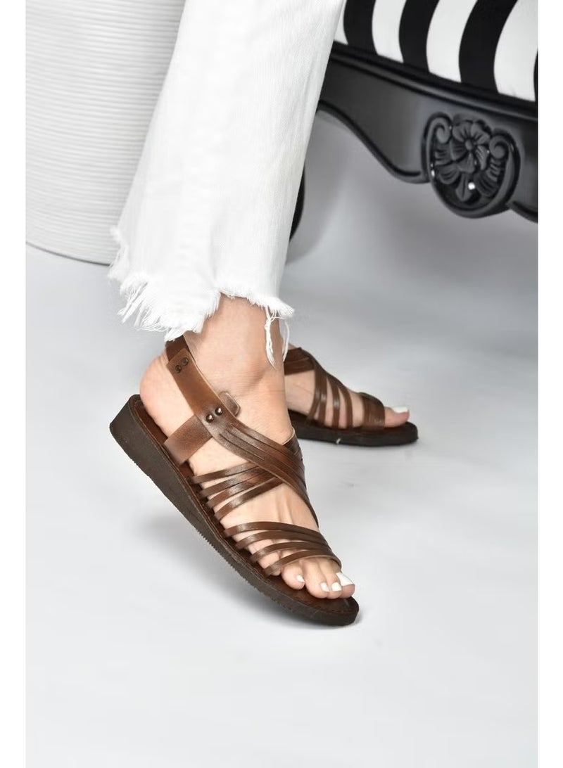 Fox Shoes Tobacco Genuine Leather Women's Sandals K374680503 - Image 1